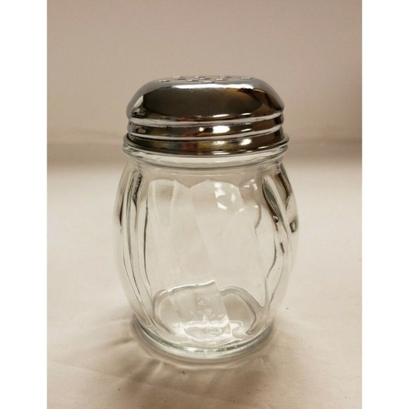Parmesan Cheese/ Hot pepper shaker, Glass with Metal lid Made in Taiwan byTraex - Picture 2 of 4
